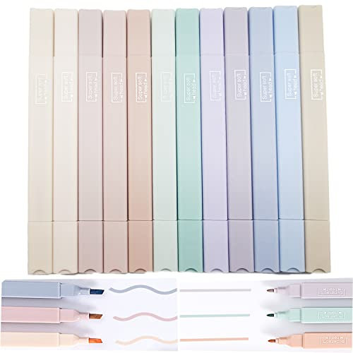 12pcs Bible Aesthetic Cute Highlighters with Chisel Tip, Pastel Highlighters Bible Highlighter Markers, Dry Fast Easy to Hold No Bleed Gel Highlighters for School Office Journal Supplies.