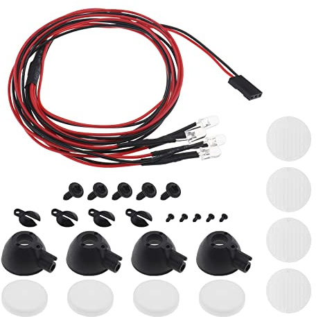 EMSea 1 Set RC Luce LED Rotonda Con Kit Di Copertura Compatibile Con TRXAAXS TRX4 SCX10 D90 1/10 RC Modello Di Auto Faro Lampada Accessorio 4 LED