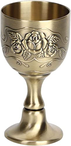 Cáliz Estilo europeo Copa de vino antigua Aleación Conjunto antiguo Cáliz Copa de vino blanco Vidrio rojo Regalo Ornamento retro Estilo real Copa de vino Colección Metal Vintage ( Color : White )
