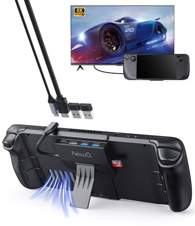 Tragbares Steam Deck/Steam Deck OLED Dock : NewQ 5-in-1 USB C Dock mit TF-Kartensteckplatz, HDMI 2.0 4K@60Hz Display, 2*USB-A 3.0, Typ C PD 100W Max, Standfuß Zubehör, andere USB-C Geräte und PC