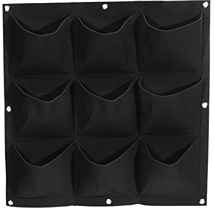 sourcing map Borsa da coltivazione verticale da appendere con 9 tasche, in tessuto di feltro da parete, contenitore per piante per giardino, decorazione domestica, colore nero