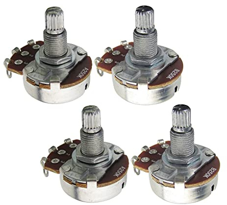 FLEOR 4PCS Full Size A250K B250K Potentiometer Guitar Tone Volume Control Pots Dia24mm L18mm Long Knurled Split Shaft