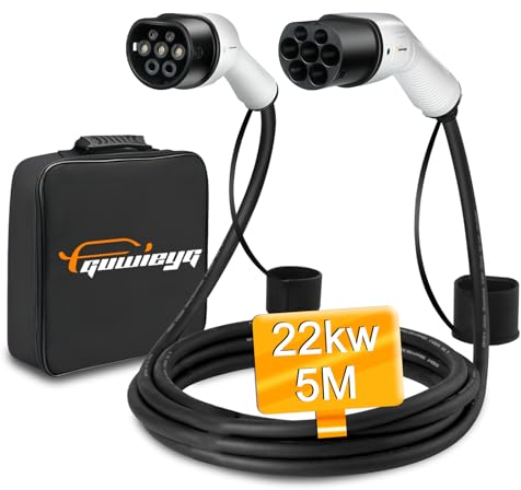GUWIEYG Cavo Ricarica Auto Elettriche Tipo2 22KW 32A 5M, Cavo di Tipo 2 per EV/PHEV con Borsa di Trasporto