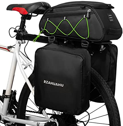 HUIOP Borsa portapacchi per bici 3 in 1 Borsa per bagagliaio Borsa per sedile posteriore per bicicletta impermeabile Borsa termica con 2 borse per appendere laterali Borsa per bagagli per bicicletta B