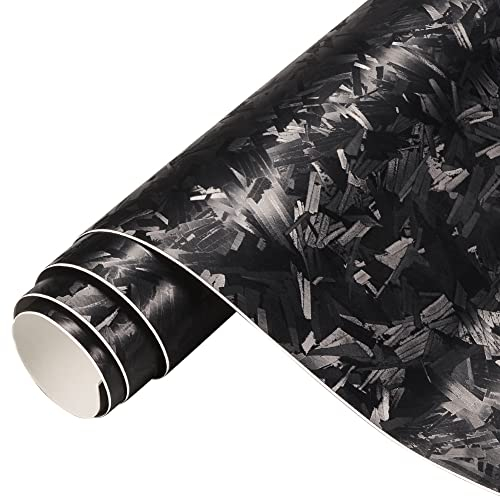Blueshyhall Autofolie Forged Carbon Matt, Car Wrapping Folie Camouflage Schwarz Matt, Carbon Vinyl Matt Tuning Folie mit Luftkanälen für Außen Innen Auto Fahrrad Motorrad ATV (30 x 152 cm)
