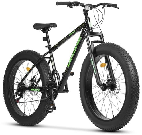 CARPAT SPORT 4.0 Fette Reifen Mountainbike, 26 Zoll Fatbike 21 Gang-Schaltung mit Doppelscheibenbremse, Fahrrad für Mädchen Jungen Herren und Damen, MTB Hardtail Fahrrad, Grau/Schwarz