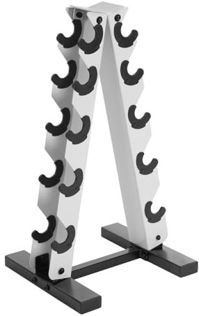 Susoso Kurzhantel Rack, Professional Hantelständer 100kg Belastbarkeit Gewichteständer Hält 5 Paar Hanteln effektiven Muskeltraining Heim Gym Weiß