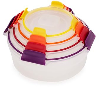 Joseph Joseph Nest Lock 8-piece Plastic BPA Free Round Food Storage Container Set with Lockable Airtight Leakproof Lids - Multicolor