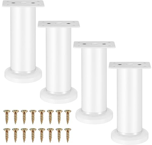 4 piedini regolabili in altezza per mobili bianchi, 12 – 18 cm, gambe per armadi, cassettiere, divano, letto, piedi per armadio, piedi per divano