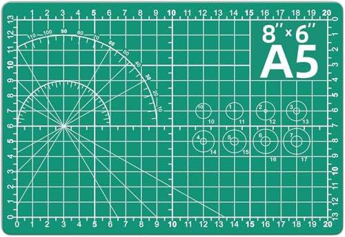 DIYSELF A5 Cutting Mat 8x6, Self Healing Cutting Mats for Crafts, Sewing, Fabric, Double-Sided Desk Craft Mat for Quilting and Scrapbooking