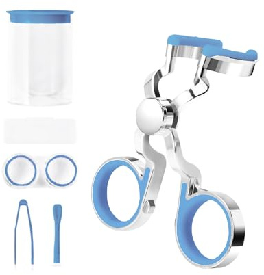Contact Lenses Applicator Soft Easy to Use Tool Includes Contact Lens Remover Tool Case Tweezers Saseuction Handle Makeup Remover and Applicator Ideal Travel Accessories for Users (Blue)