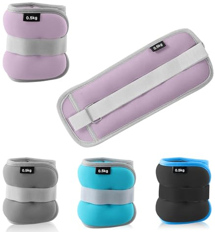 2-pack viktmanschetter fot, vikter för ben och armar, ankelvikter, handledsvikter för pilates, yoga, promenader, jogging, aerobics (stil 2 lila, 0,5 kg)
