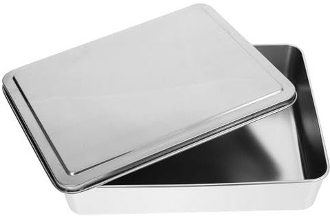 Toyvian Teglia per Tiramisù con Coperchio in Acciaio 28X22X6 CM Stampo per Dolci da Forno e Contenitore per Conservare Torte per Cucina e Pasticceria