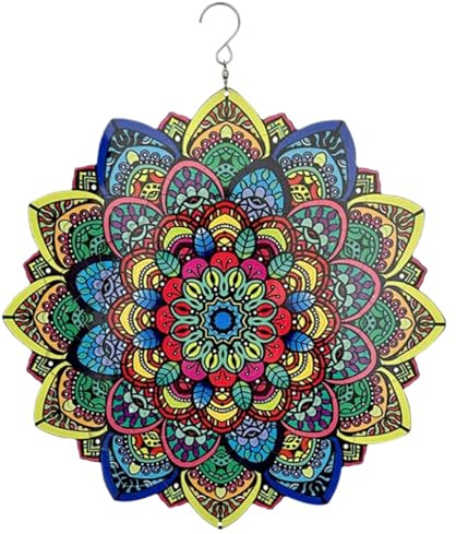 Peosaard 3D vindsnurrare, vindsnurrar utomhus 30 cm mandala spinner hängande 3D, rostfritt stål snurrar gård konst dekor för trädgård