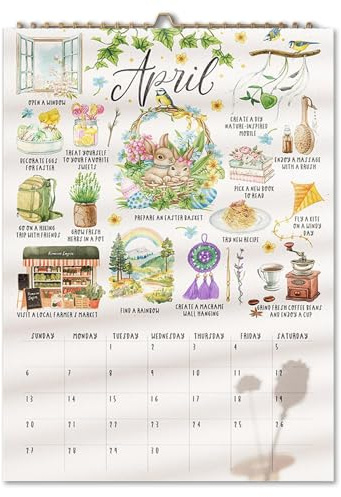 Calendario de lista de 2026 - Planificador ilustrado inspirador | Organizador diario en con arte motivacional, decoración del hogar para tareas escolares Entrenamientos de