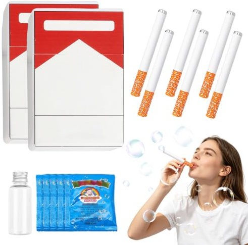 2 Ensembles Cigarette Bulle de Savon, Mini-Jouet à Bulles, Machine à Bulles de Savon, Cadeau Anti-Stress Original pour Fêtes, Anniversaires et Festivals