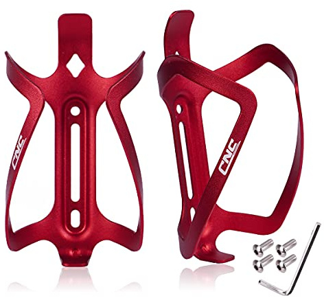 CNC Bike Water Bottle Holder, 2-Pack Bicycle Water Bottle Cage for Road Bike/Mountain Bike，red