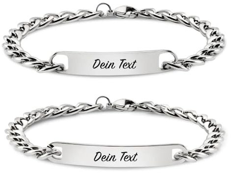 CV couplevibes Personalisierte Armbänder mit individueller Wunschgravur | Partnerarmband | Armband mit Gravur | Freundschaftsarmband Pärchen Armband (2 Armbänder)