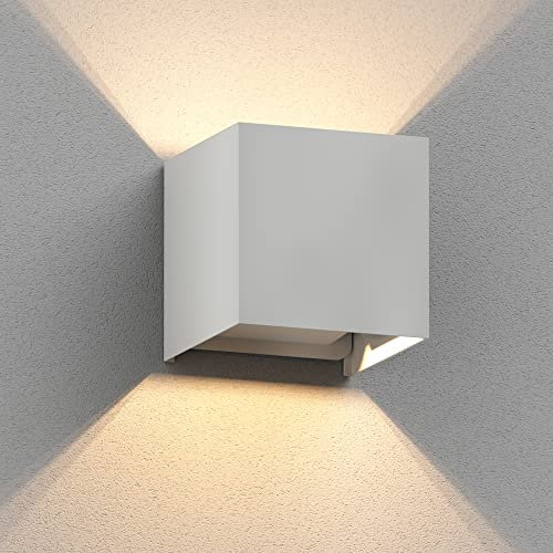 ledscom.de Applique CUBEL per esterni, IP65, up/downlight, bianco opaco, quadrato, 1x G9 max. 10W