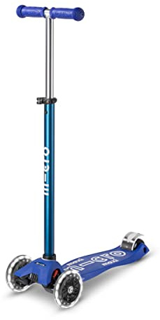 Micro Kickboard | Maxi LED Kids Scooter for Ages 5-12 | Children up to 110 lbs | 3 Wheel Lean-to-Steer Design | Adjustable T Bar | Smooth Ride, Motion Activated PU LED Wheels | Swiss Design