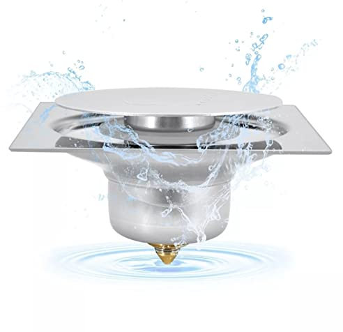 Drenaje De Piso Que Rebota, 10 X 10 Cm Cuadrado Desagüe De Piso De Ducha De Acero Inoxidable Operado Con El Pie, Rejilla De Drenaje De Piso De Ducha De Desplazamiento Grande Para Balcón De Baño De Coc