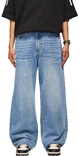 Baggy jeans för män kvinnor, Y2k skater, vintage, enkla byxor, casual, vida ben, jeans, lös passform, hiphop jeans i denim