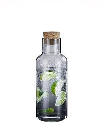 blomus Wasserkaraffe -HYDRA- | Glaskaraffe 1 Liter mit Korkdeckel | Wasserkrug Farbe Smoke | 9B x 26H cm