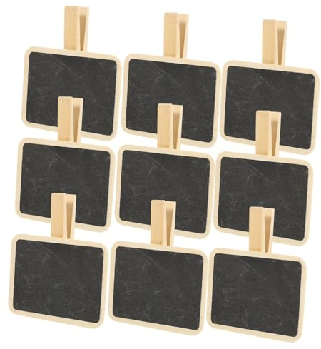Homsfou 10 Mini Pizarras Rectangulares Con Pinzas De Madera Tablero De Mensajes Para Oficina DecoracióN De Fiesta Y Hogar Pizarrita Con Clip Para Notas Y Etiquetas