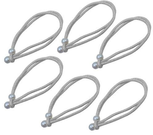UMCHU 6 Stück geflochtene Vorhang Krawatte Seil Gürtel,Perlenvorhang Raffhalter 40cm, für Wohnzimmer, Schlafzimmer, Café (Silbergrau)