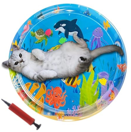 Wasserspielmatte für Katzen, Wassersensorische Spielmatte für Katzen | Seefisch-Themenmatte zum Spielen mit Katzen | Verdickte Haustier-Wasser-Sensormatte für Katzen, Haustierspiel, aufblasbare Sommer