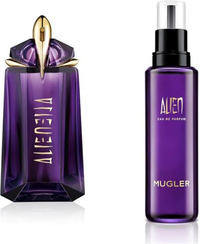 MUGLER Alien Eau De Parfum Para Mujer, Ambarino, Amaderado y Floral, Fragancia Excepcional, Recargable, 90 ml + MUGLER Alien Eau De Parfum Recarga, 100 ml