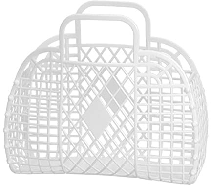 Borsa Pieghevole Portatile in Plastica con Cestello Portaoggetti Cavo per Giocattoli per Vestiti da Spiaggia per la Casa (250x110x220 mm/9,84x4,33x8,66 pollici)