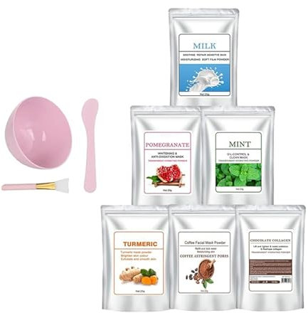 Peel Off Jelly Mask – Jelly Maschera per il Viso in Polvere Sbiancante per un Incarnato Luminoso, Maschera Viso Rigenerante con Modellante Maschera in Gomma Polvere con Accessori