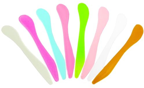 Wopanxye Lot de 50 spatules cosmétiques, petites cuillères en plastique pour crème faciale, lotion de maquillage, applicateur multifonction pour mélanger, épiler, soin de la peau, racler, masque