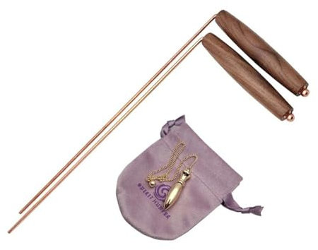 Petite canne à radiesthésie avec poignée ergonomique en bois pour détection de l'eau et communication des esprits