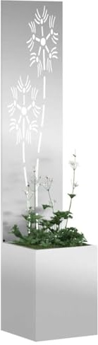 vidaXL Pantalla de Privacidad para Jardín Floral Plateado 32 x 150 cm, Divisor Moderno para Jardín y Terraza, Pantalla de Privacidad Estilizada, Incrustaciones Decorativas, Enclosure Contemporáneo