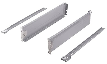 cyclingcolors 2x guías corredera de cajón con ruedas y laterales para riel muebles madera rodillos, altura 150mm, longitud 500mm, 25kg, gris