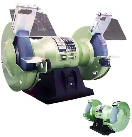 PRECISTECH Smerigliatrice da Banco 5/6 Pollici, Grinder per Coltelli con Doppia Mola Abrasiva, Utensile Multifunzione da Banco, Affilacoltelli Elettrico con Protezione(5in)