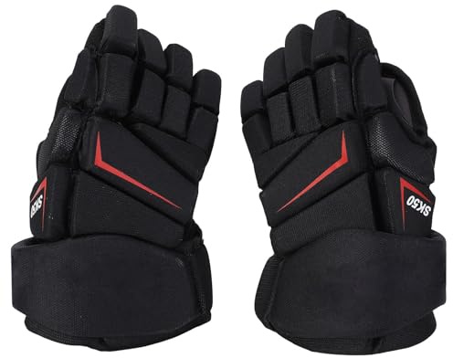 BONKZEBU Ishockeyhandskar, 1 par Ungdomshockeyhandskar, Rullhockeyhandskar med Extra Stoppning Böjda Tummar och Andningsbar Nätdesign Inom Hockeysporter (30,5 cm / 12 tum)