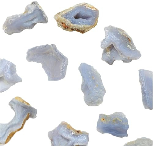 Blå kristaller och stenar - energimineralprover | för meditation | akvariedekoration för (1 styck), natursten, balansering