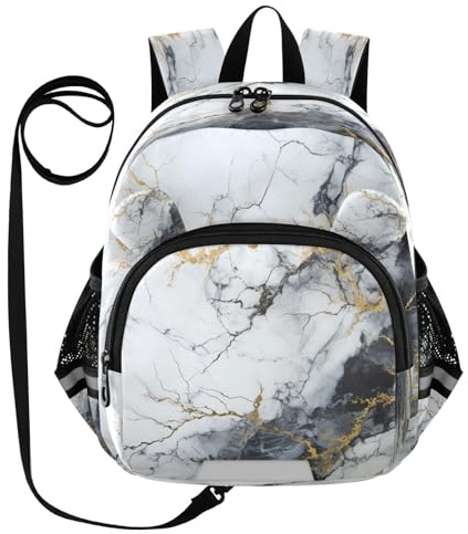 DDDIYEU Marbre Blanc Ligne DoréE Sac à Dos Bébé Rigolo avec Oreilles,Mini Sac à Épaule Adorable,Sac à Dos pour Enfants