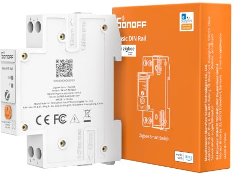 SONOFF Basic Riel DIN (BASIC-ZB1GSP) Zigbee Smart Switch Hutschiene, Controlador Zigbee 3.0 Smart Home con monitoreo de energía, 32A para caja de fusibles, compatible con Home Assistant Alexa