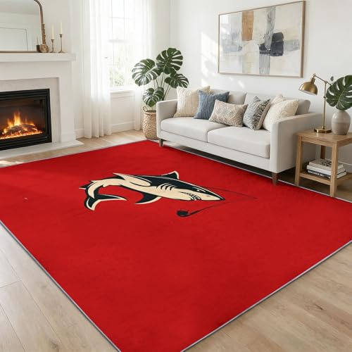 Tappeto lavabile, stile semplice, per soggiorno, colore nero, 60 x 90 cm, con canna da pesca, morbido, antiscivolo, a pelo corto, per camera da letto, sala da pranzo, ufficio
