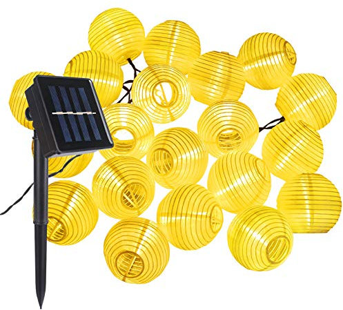 Guirlande Lumineuses Solaire LED Lanterne, ALED LIGHT 30 LEDs 6,5M/21,3Ft Étanche Extérieur Décorative Guirlande Lampion LED pour Fête, Noël, Jardin, Halloween (Blanc Chaud)