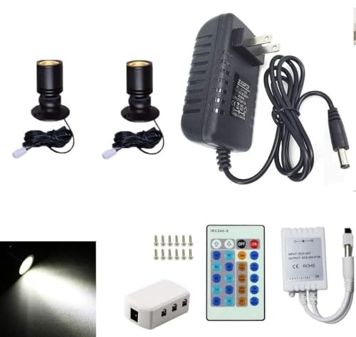 Jorunhe 1.5w White LED Mini Surface Mounted Light Jewelry Cabinet Lamp Spotlight Ac85-265v (Pack-2,Warm White 3000k)