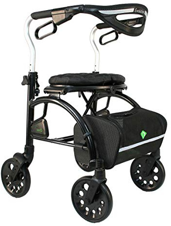 Evolution Xpresso Zero Lightweight Medical Walker Rollator with Seat, Large Wheels, Brakes, Backrest, Basket for Seniors Indoor Outdoor use (Tall)