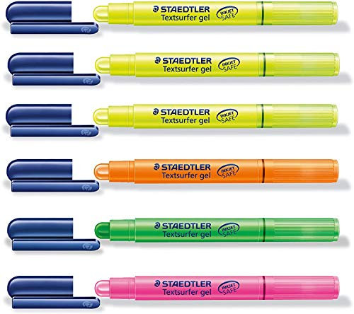 STAEDTLER Textmarker Textsurfer gel (6 Stifte, 4 Farben) pink, grün, orange und 3x gelb