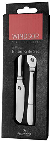 Grunwerg Windsor Carded Set di 6 coltelli per burro, acciaio inossidabile 18/0