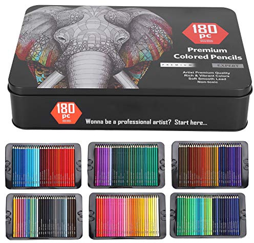 Jenngaoo 180 Colored Coloring Pencil Set, Professional Drawing Pencils with Storage Box Art Supplies Painting Accessories for Sketching, Shading and Coloring