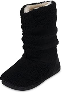 Polar Men’s Warm Memory Foam Slipper Boots - Faux Fur Lined Indoor House Shoes - Soft Fleece Ankle Booties with Anti-Slip Sole - Comfortable Winter Loungewear - Black - UK 8